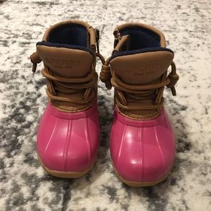 Girls Pink Sperry Saltwater Boots j.crew toddler